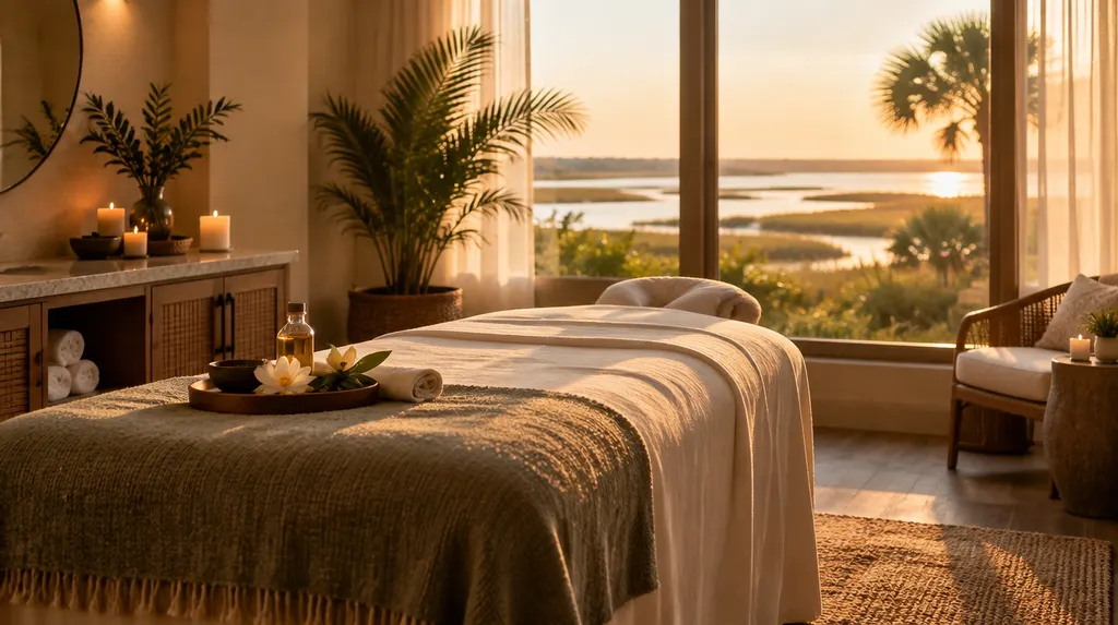 A tranquil spa treatment room in South Carolina