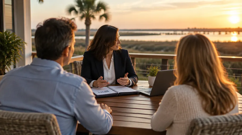 A financial advisor meeting a couple at a table in South Carolina
