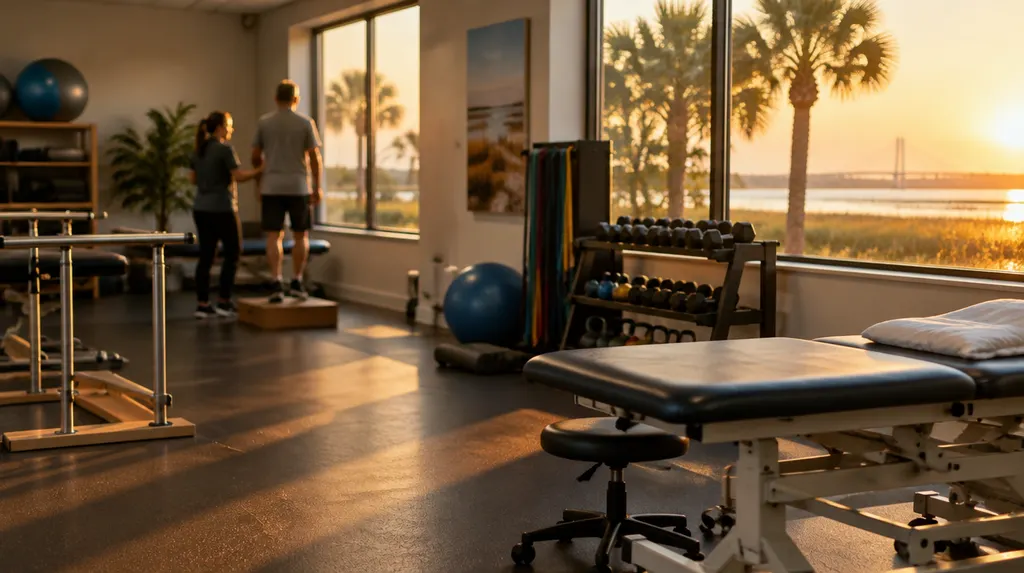 A physical therapy gym with equipment in South Carolina