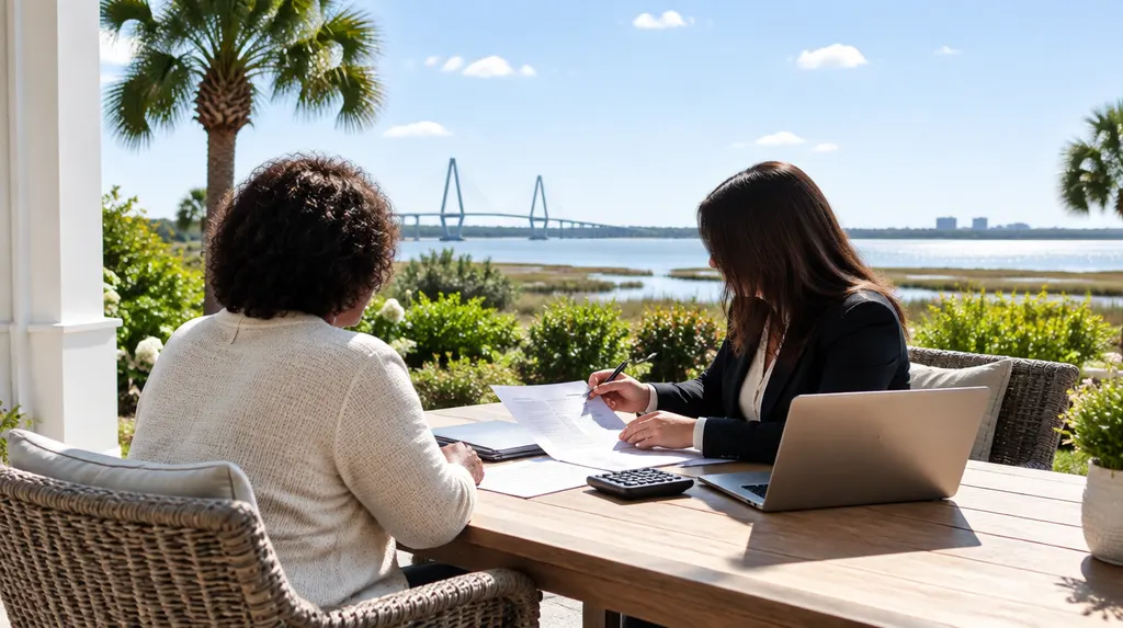 A tax preparer reviewing documents with a client in South Carolina