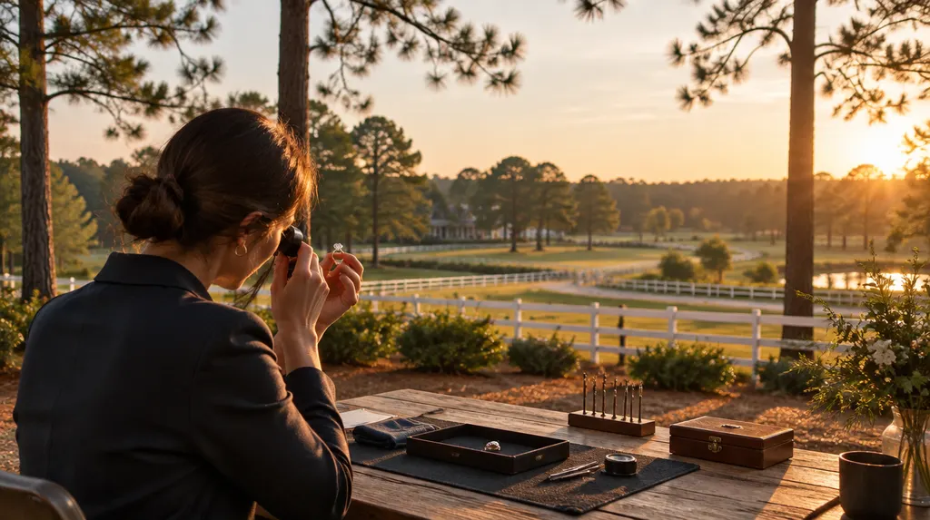 A jeweler examining a ring with a loupe in Aiken, SC