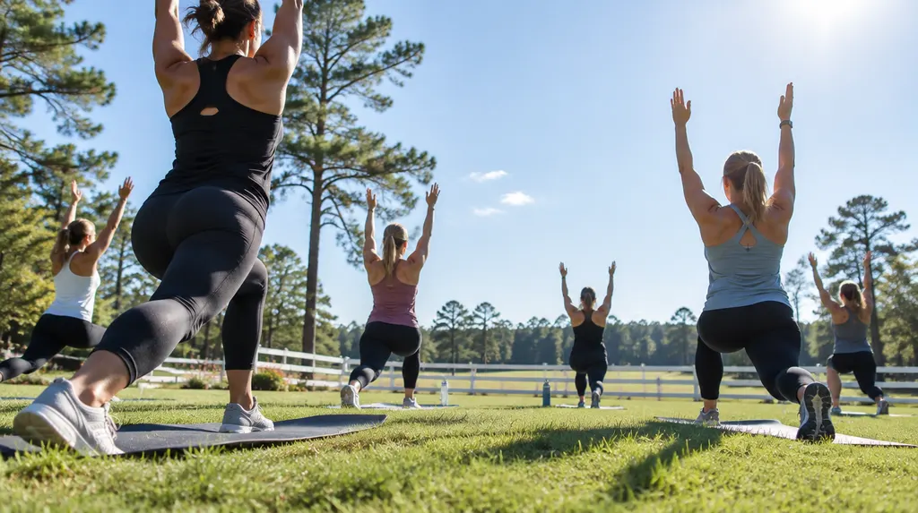 A group fitness class in a studio in Aiken, SC