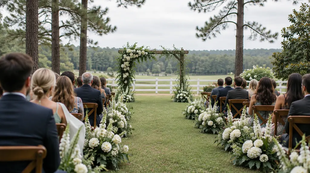A wedding ceremony aisle with flowers in Aiken, SC