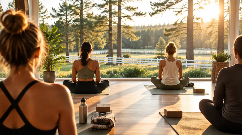 A sunlit yoga studio with mats laid out in Aiken, SC