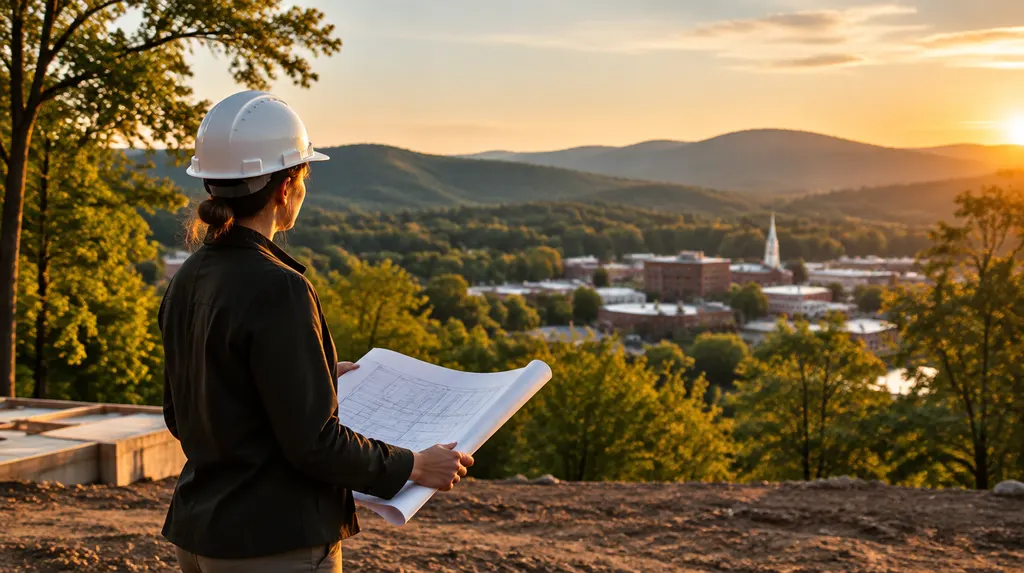 An architect on site with plans and a hard hat in Anderson, SC