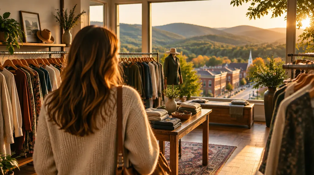 A stylish boutique interior with clothing racks in Anderson, SC