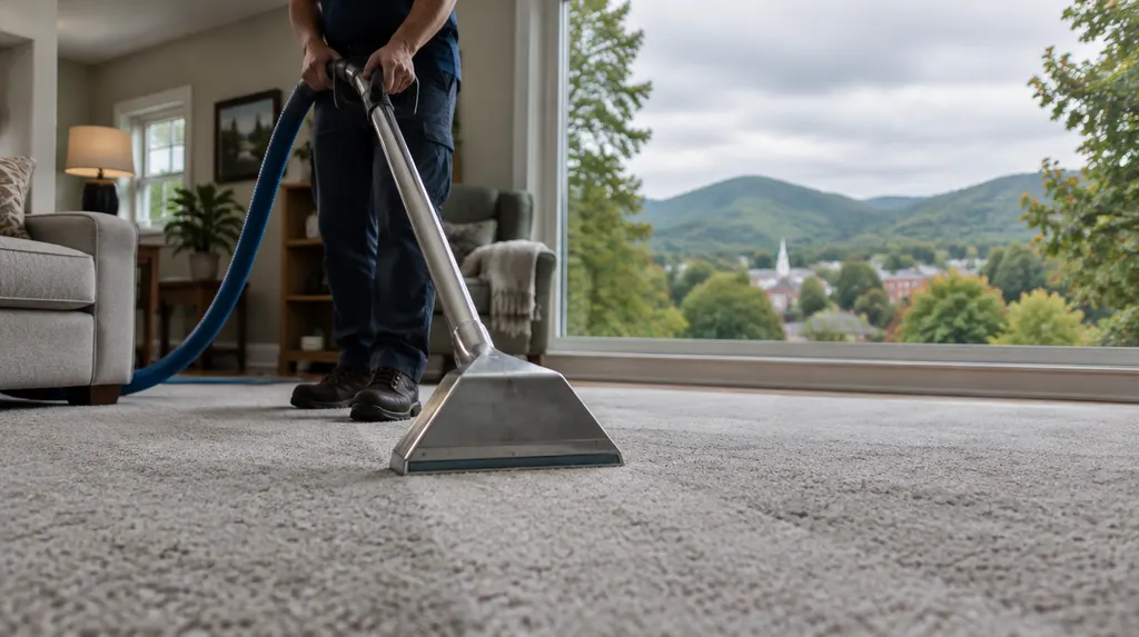 A technician cleaning a carpet with a wand in Anderson, SC