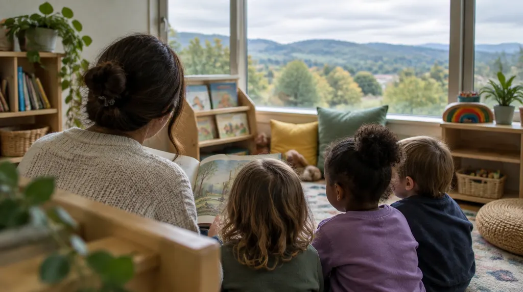 A cozy reading corner in a daycare in Anderson, SC