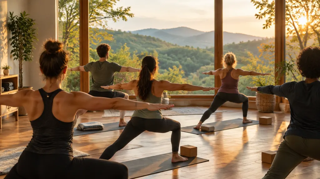 A yoga class in a calm studio in Anderson, SC