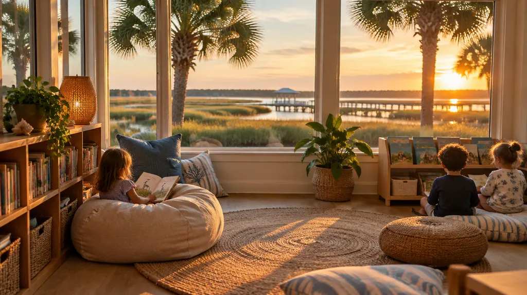 A cozy reading corner in a daycare in Bluffton, SC