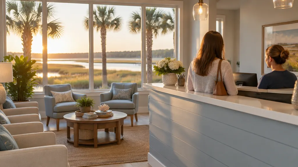A welcoming dental office reception area in Bluffton, SC