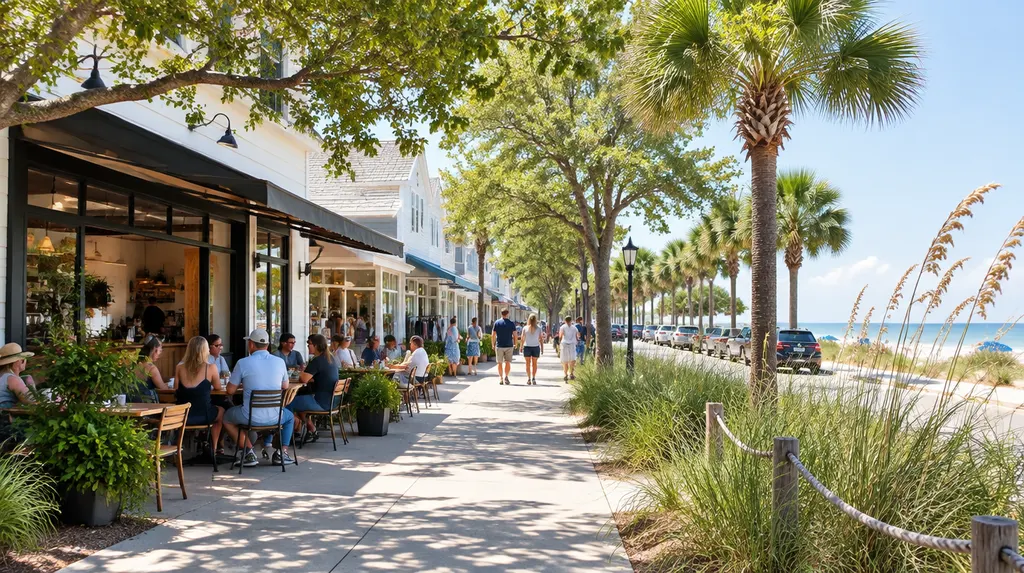 Local businesses along a street in Carolina Forest, South Carolina