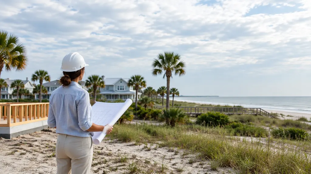 An architect on site with plans and a hard hat in Carolina Forest, SC