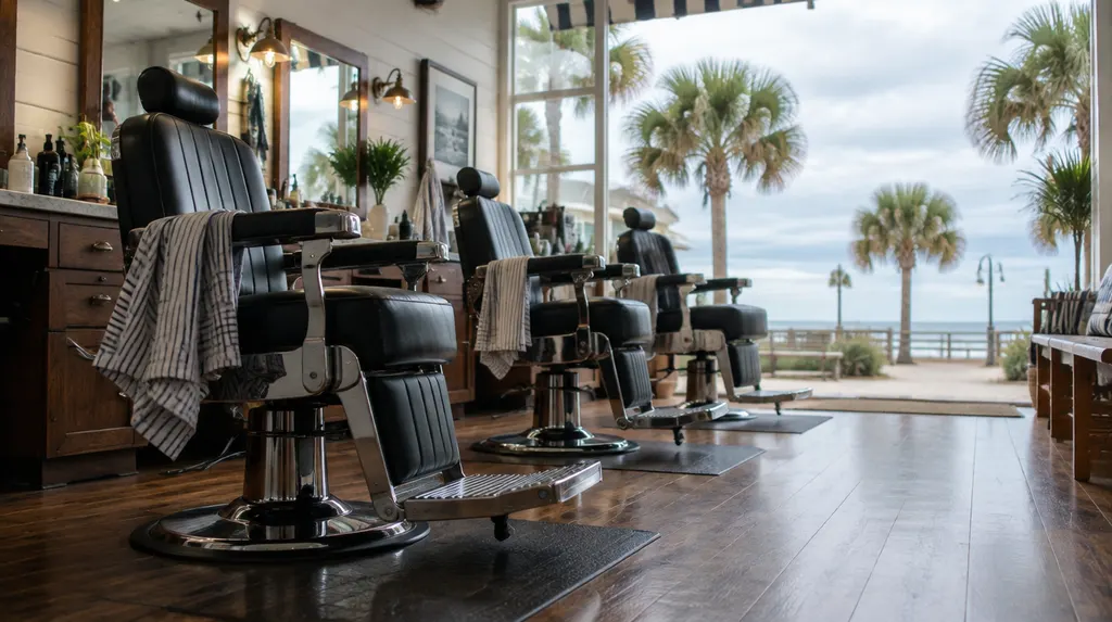 A classic barbershop with leather chairs in Carolina Forest, SC