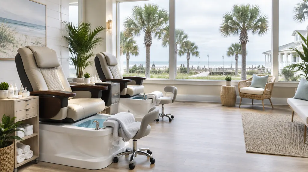 A pedicure spa chair in a clean salon in Carolina Forest, SC