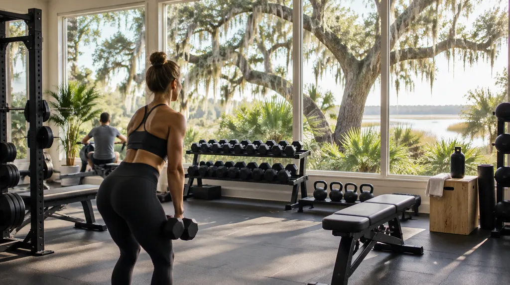 A bright boutique gym with equipment in Charleston, SC