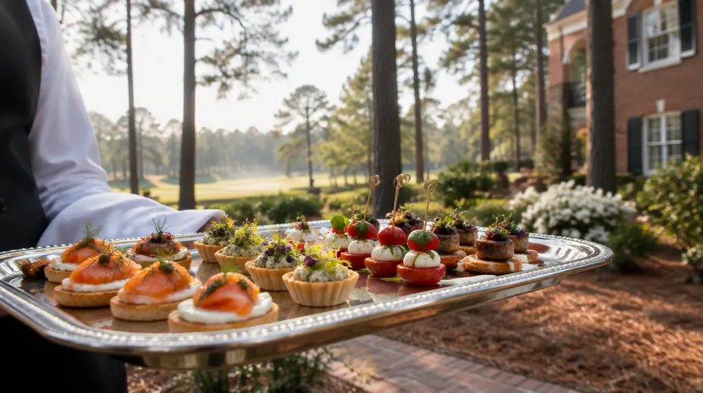 Elegant hors d’oeuvres on a serving tray in Columbia, SC