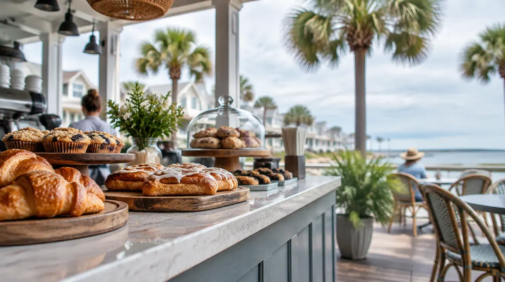 A cozy café counter with pastries in Conway, SC