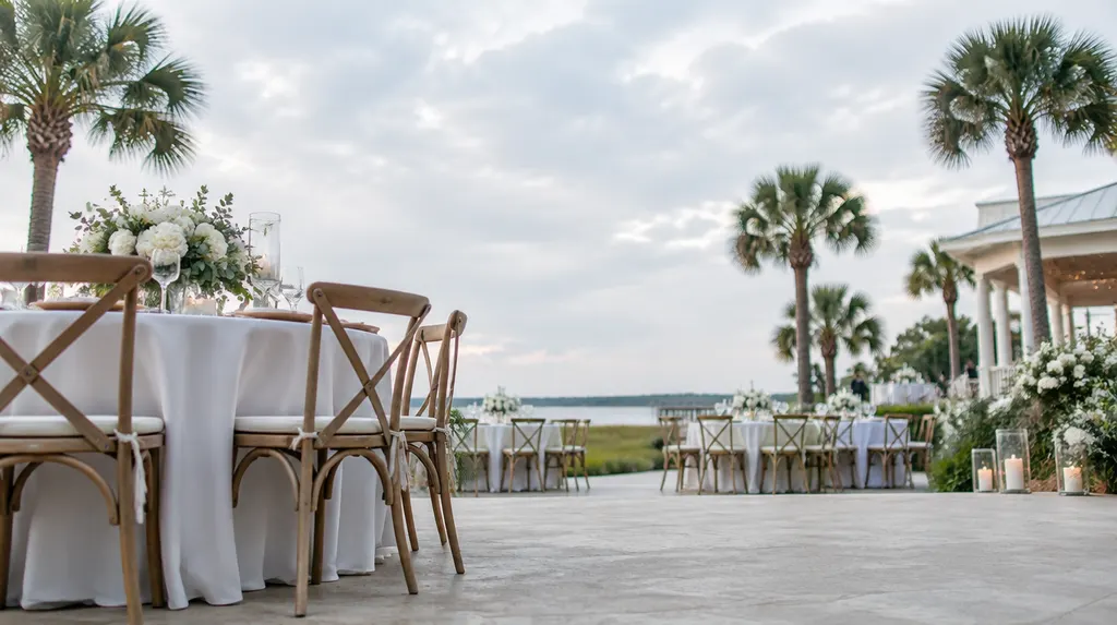 An elegant event venue set for a wedding reception in Conway, SC