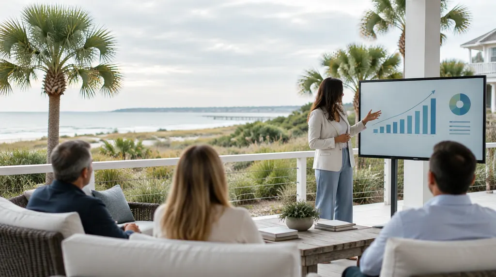A preparer explaining a return on a screen in Conway, SC