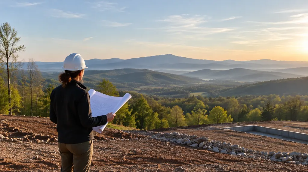 An architect on site with plans and a hard hat in Easley, SC