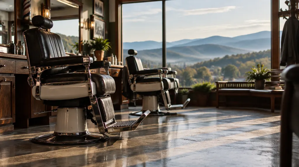 A classic barbershop with leather chairs in Easley, SC