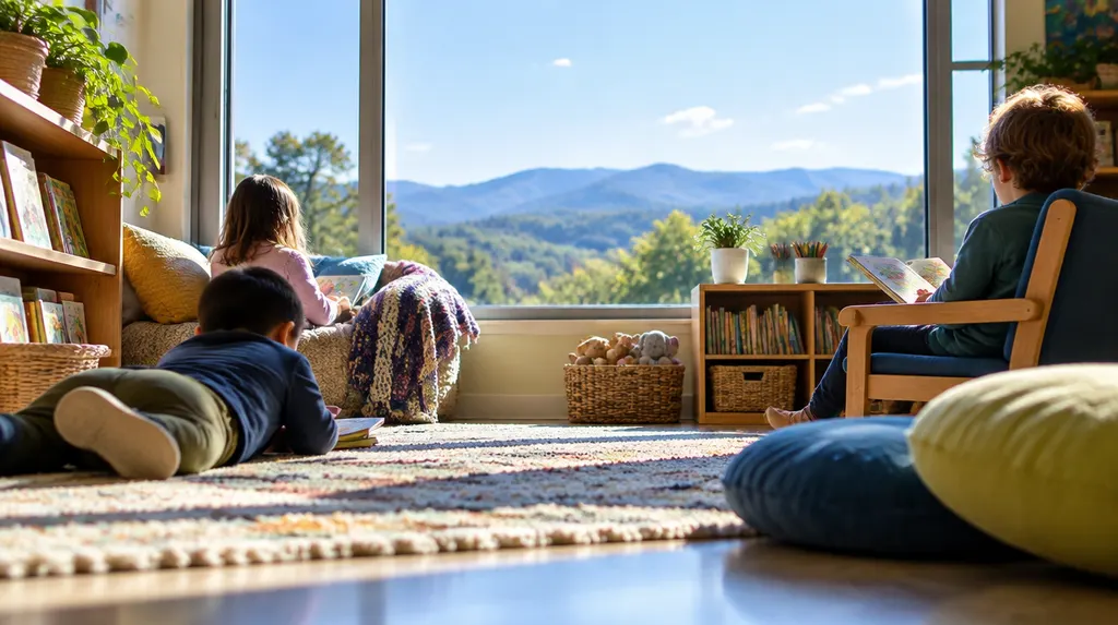 A cozy reading corner in a daycare in Easley, SC