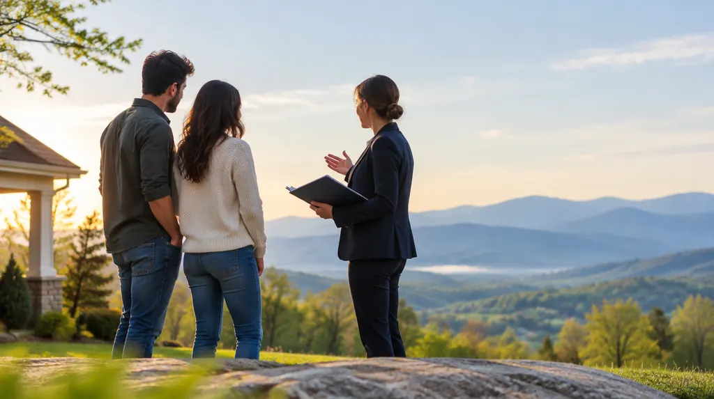 A mortgage broker explaining loan options to a young couple in Easley, SC