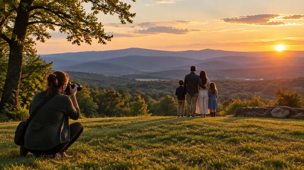 A photographer shooting a family on a beach at sunset in Easley, SC