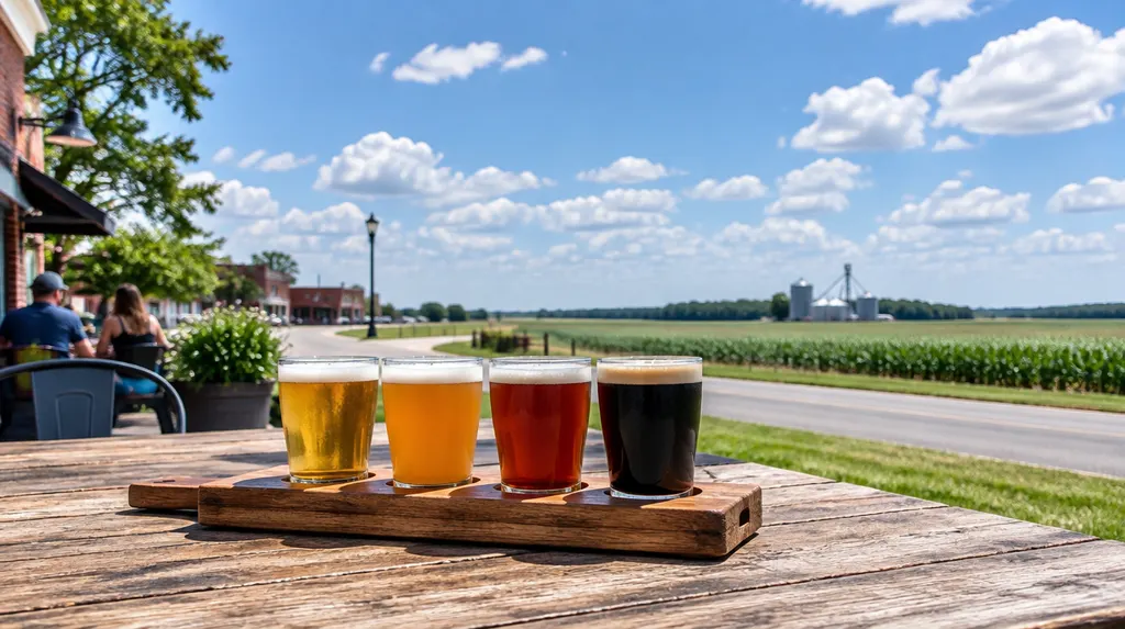 A flight of beers on a wooden board in Florence, SC