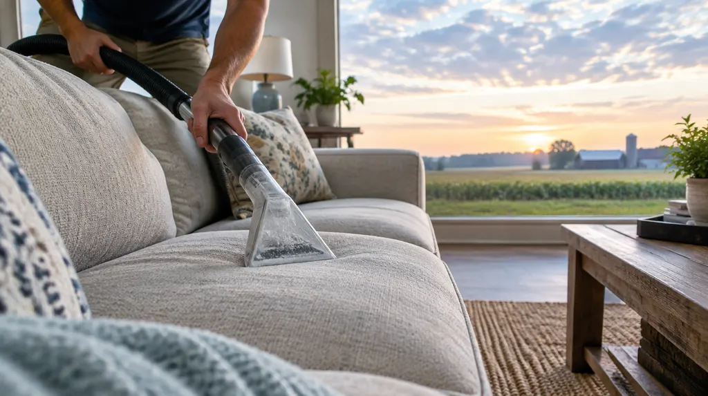Upholstery cleaning on a living room sofa in Florence, SC