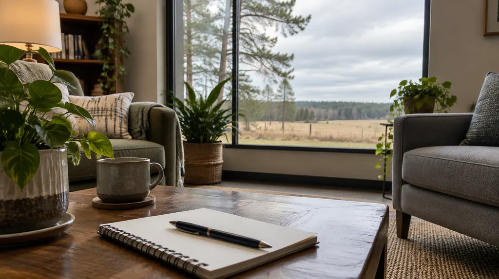 A therapist’s office with plants and a notepad in Florence, SC