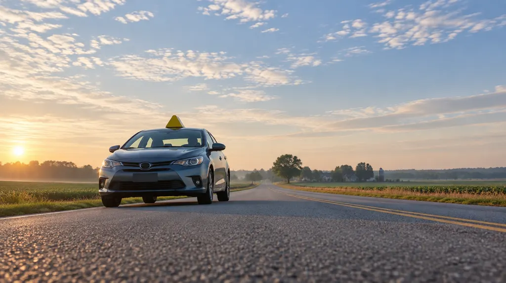 A student driver car on a quiet road in Florence, SC