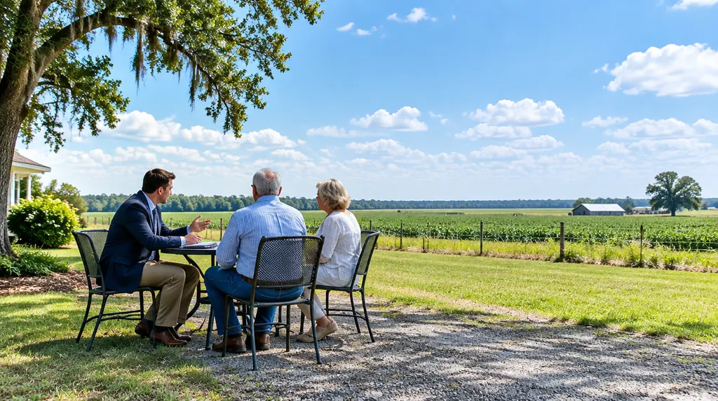 An estate planning attorney meeting an older couple in Florence, SC