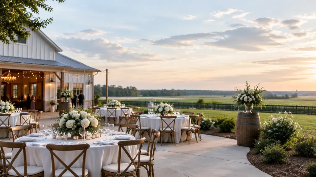 An elegant event venue set for a wedding reception in Florence, SC