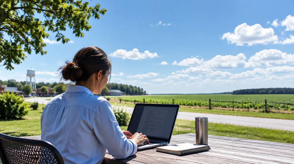 An agent reviewing a policy on a laptop in Florence, SC