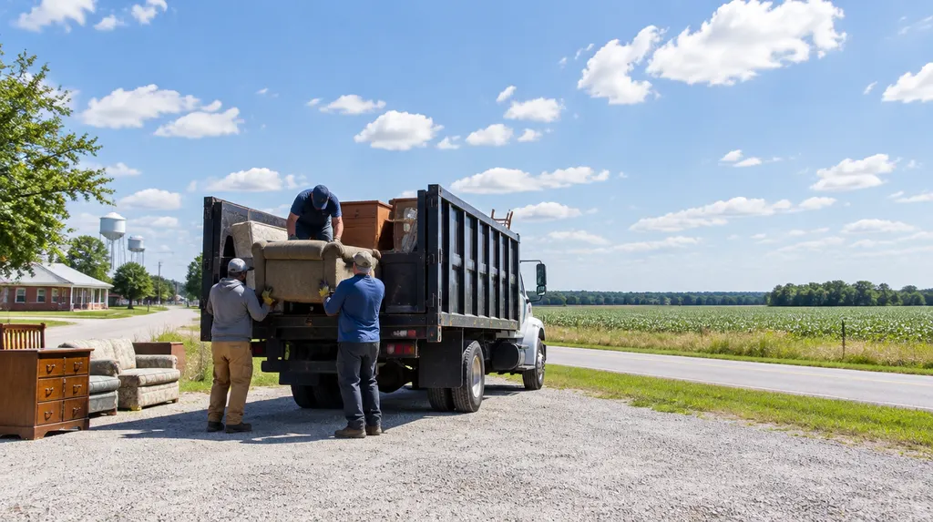 A crew loading old furniture into a junk removal truck in Florence, SC