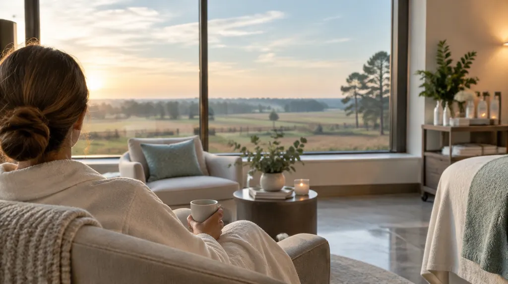 A serene med spa lounge with soft light in Florence, SC