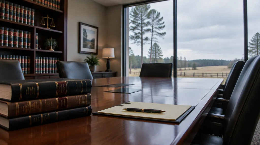 A law firm conference room with legal books in Florence, SC