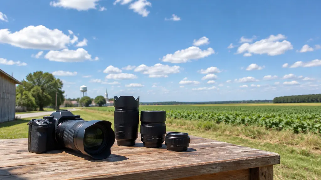 A camera and lenses on a studio table in Florence, SC