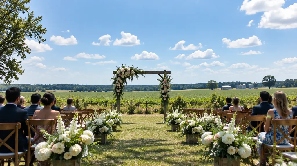 A wedding ceremony aisle with flowers in Florence, SC