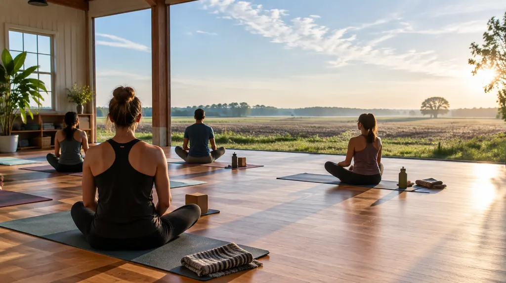 A sunlit yoga studio with mats laid out in Florence, SC