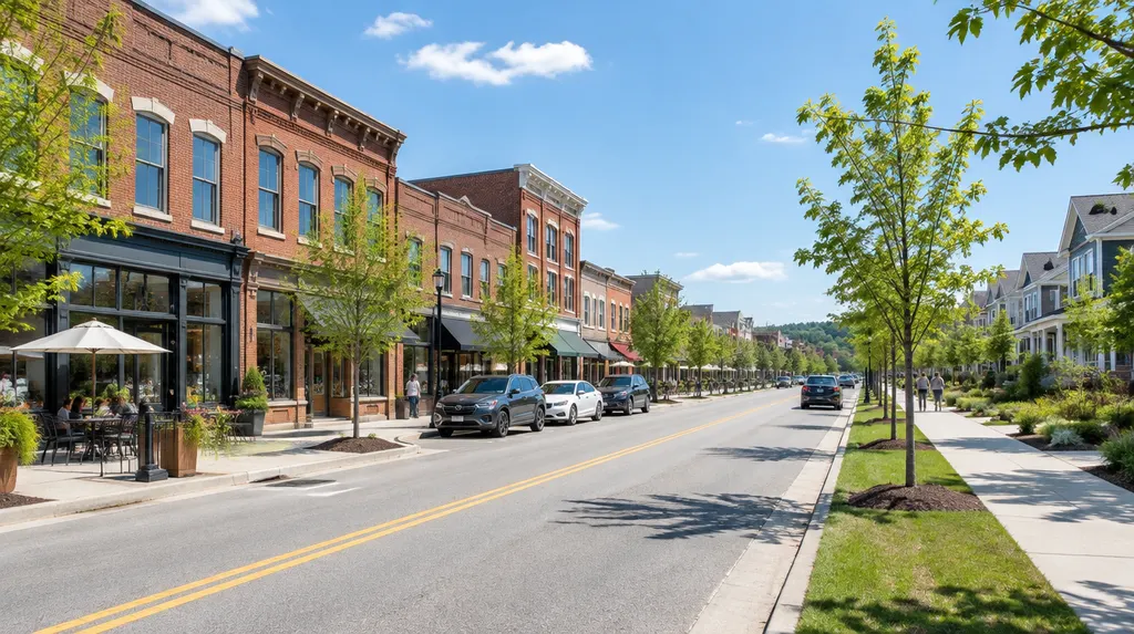 Local businesses along a street in Fort Mill, South Carolina