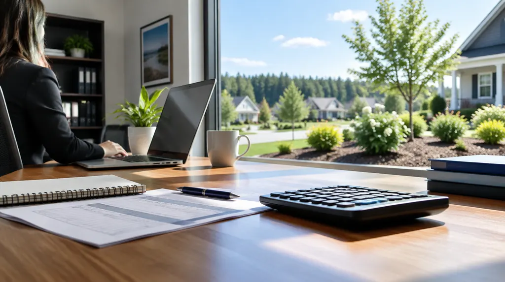 A tidy accounting office with a laptop and calculator in Fort Mill, SC