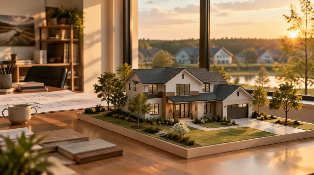 A scale model of a modern house in a studio in Fort Mill, SC