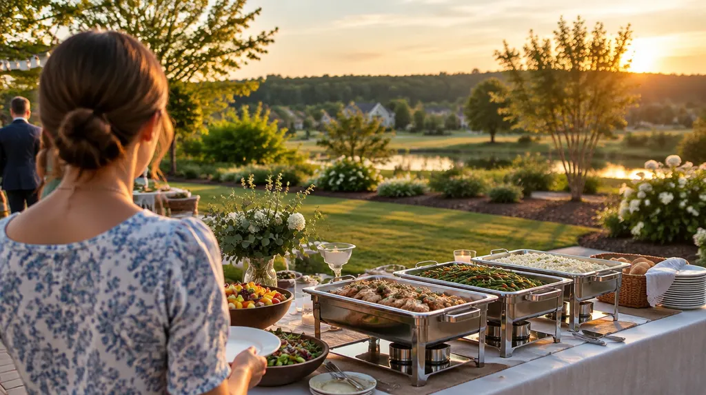 A catering buffet set for an outdoor event in Fort Mill, SC