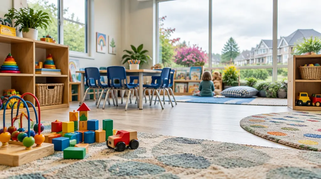 A bright preschool classroom with colorful toys in Fort Mill, SC