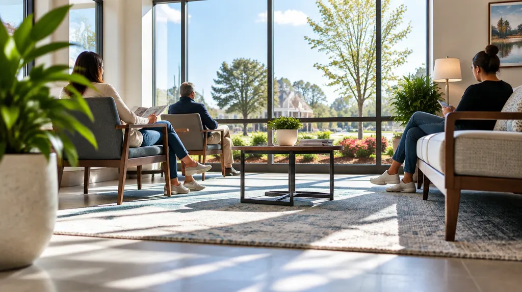 A peaceful waiting room with natural light in Fort Mill, SC