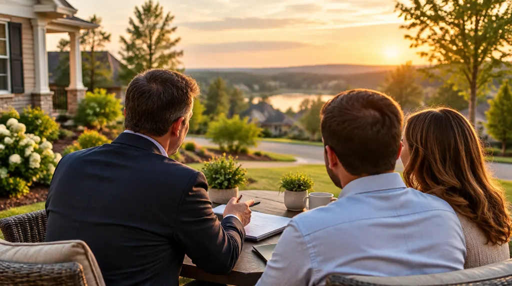 A financial advisor meeting a couple at a table in Fort Mill, SC