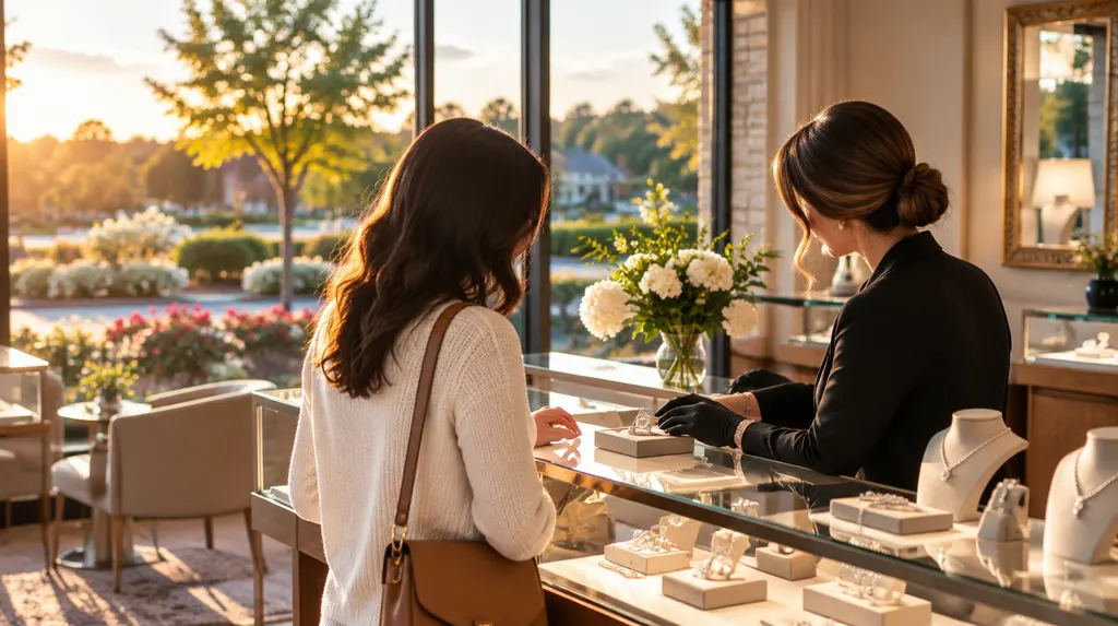 A bright jewelry showroom counter in Fort Mill, SC